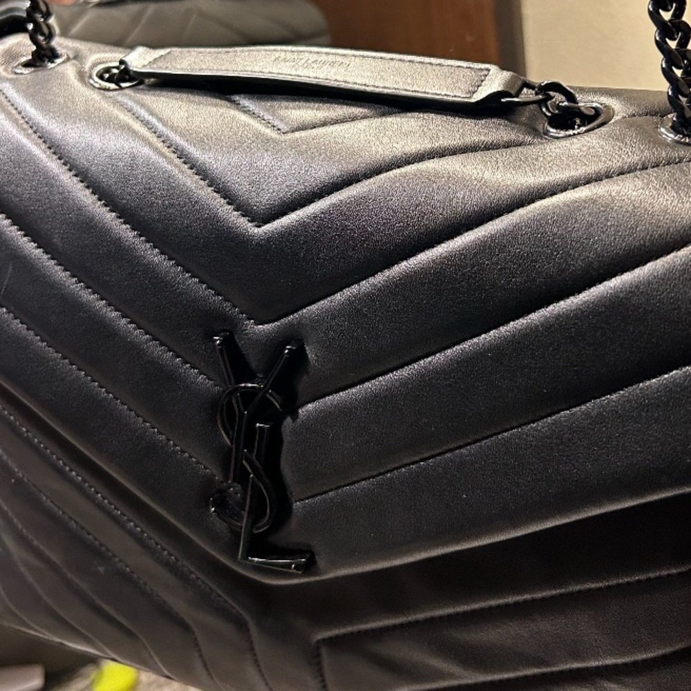 Yves Saint Laurent Black Chevron Shoulder Bag